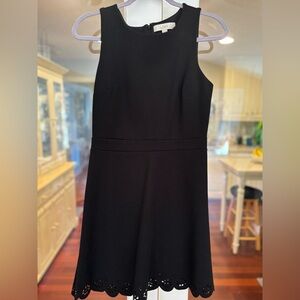 LOFT Black Scalloped Hem Mini Dress